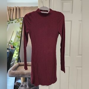 Burgundy Ribbed Bodycon Dress